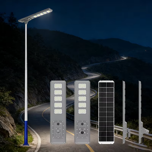 ไฟถนน LED พลังงานแสงอาทิตย์ออลอินวันแบบกำหนดเองพร้อมการป้องกัน IP66 สำหรับลานภายในและถนนในที่พักอาศัย